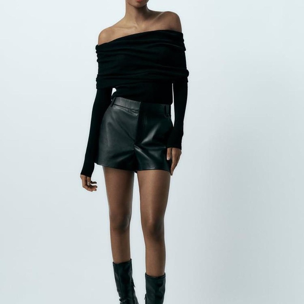 Zara Black High Waist Faux Leather Women’s Shorts